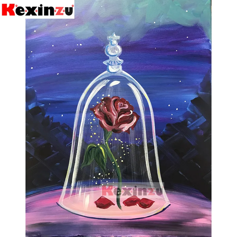 KEXINZU 5D DIY Полная квадратная алмазная живопись часы с цветами 3d Мозаика вышивка