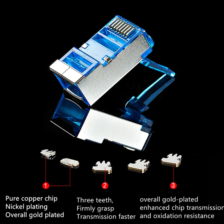 50 компл. Ethernet разъем 8P8C RJ45 Cat6 Сетевой разъем Ethernet кабели модуль штекер сетевой разъем металлический экранированный терминалы