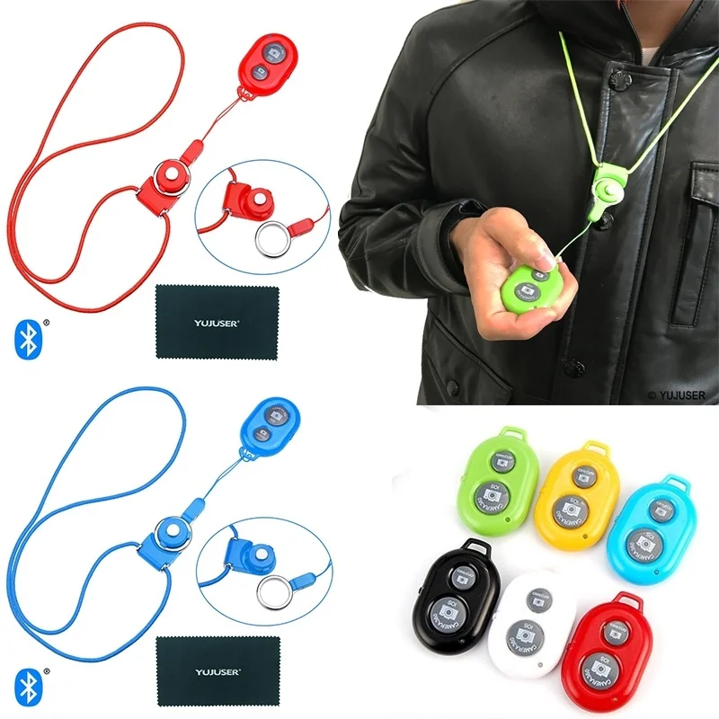 

YUJUSER Universal Bluetooth Shutter Release Camera Remote Controller with Detachable Lanyard Cleaning Cloth Without Battery