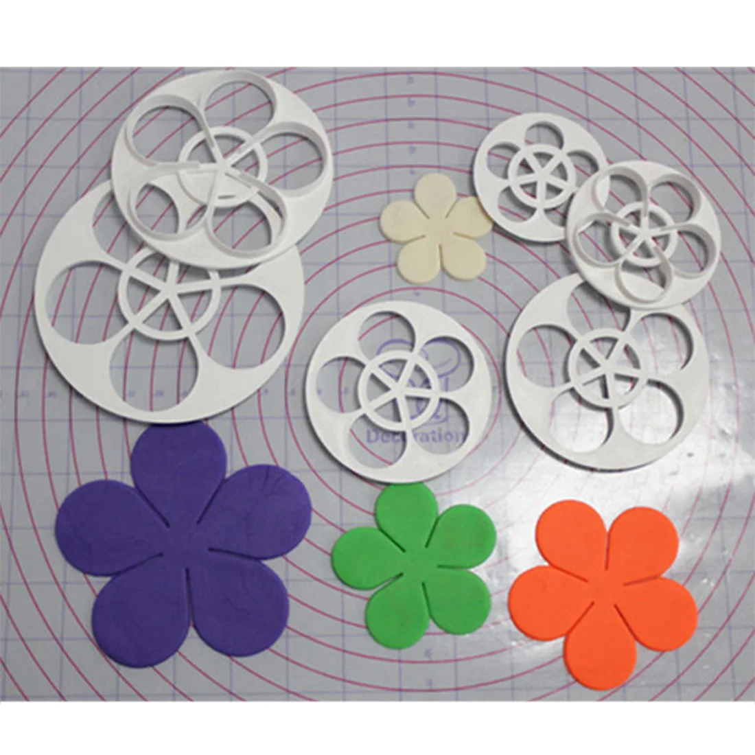 

NEW sale 6PCS/SET Fondant Cake Sugarcraft Rose Flower Decorating Cookie Mold Gum Paste Cutter Tool White