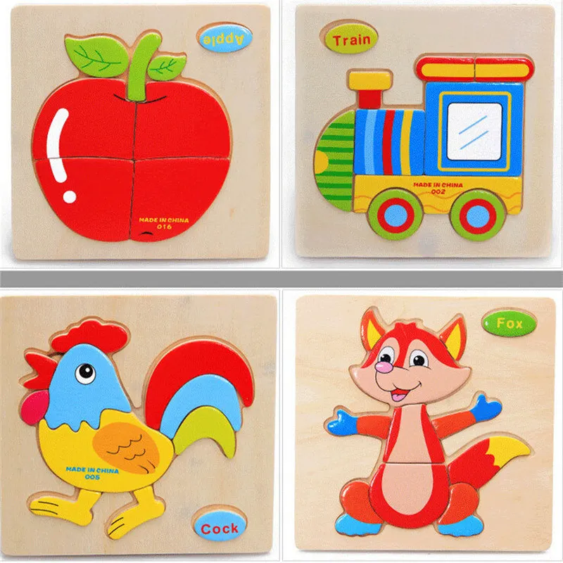 2017 Wooden 3d Puzzle Jigsaw Wooden Toys For Children Cartoon Animal Puzzles Intelligence Kids Children Educational Toy Wood Toys For Children Wooden Toyseducational Toys Aliexpress