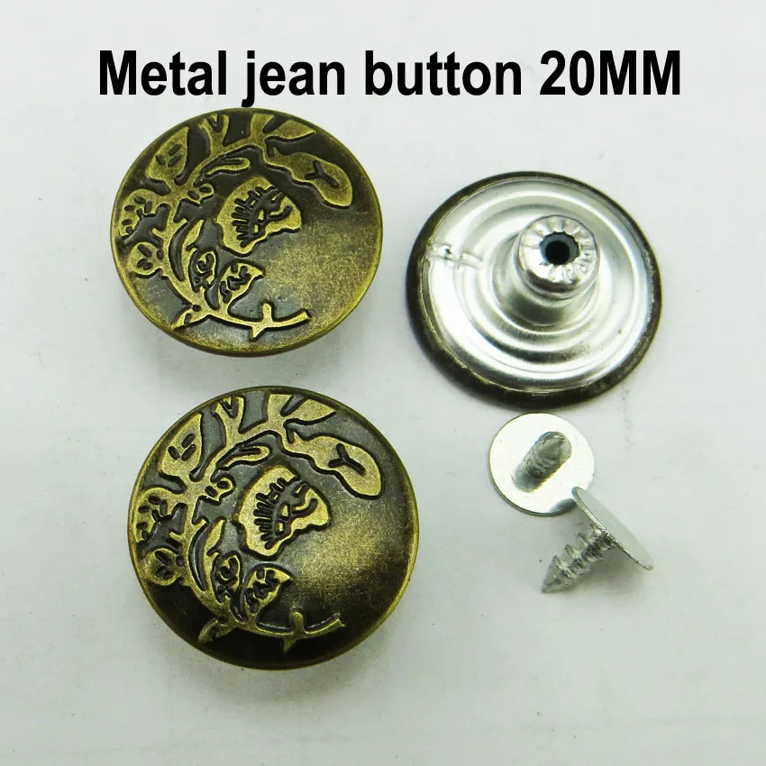 30PCS 20MM flower leaf BRONZE TONE metal jeans button sewing clothes