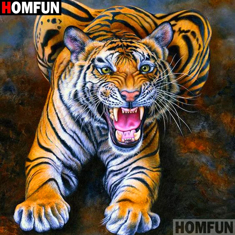 Алмазная живопись HOMFUN Тигр алмазная вышивка 5D сделай сам с полными