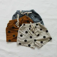 Детские шорты, летние повседневные шорты в горошек для девочек и мальчиков, штаны для детей 2, 3, 4, 5, 6 лет, модные пляжные шорты для отдыха для мальчиков