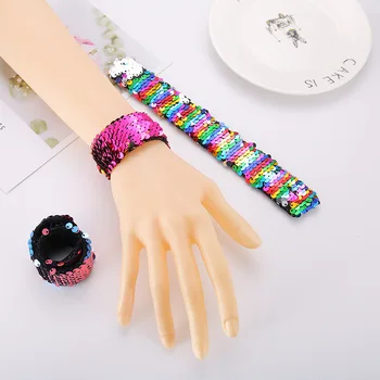 

Slap Waistband Clap Ring Snap Sequins Gift Cute Decor Bracelet Festival Birthday Party Gift Bangle