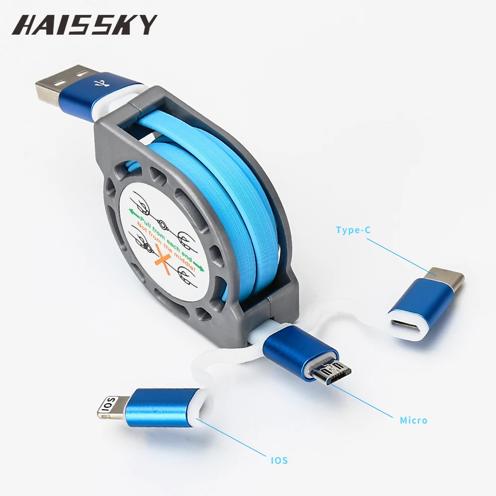 haissky 3 in 1 micro usb cable charging data sync retractable charger type c adapter for iphone haissky 3 in 1 micro usb cable charging data sync retractable charger type c adapter for iphone