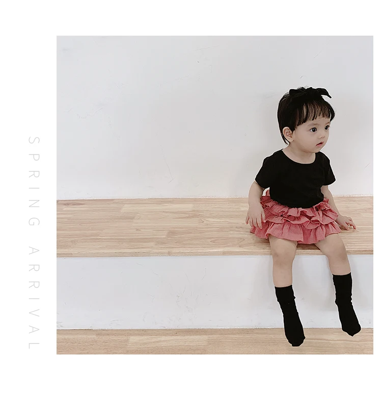 Girl Summer Short Sleeve Bottoming Shirt Children Baby Back Cross T-Shirt New Cotton Casual Tops Toddler Simple Clothes