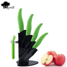 Myvit marke küchenmesser mit halter 3 “schäl 4” utility 5 “schneiden 6” chef keramikmesser schwarz klinge ergonomische griff japanischen