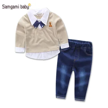 

2-7 Year Boys Clothes Long Sleeve Shirts Pants 2pcs Kids Suits for Boys 2018 New Spring Toddler Children Clothing Set
