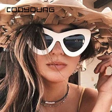 COOYOUNG Винтажные Солнцезащитные очки кошачий глаз женские брендовые дизайнерские солнцезащитные очки женские ретро очки «кошачий глаз»