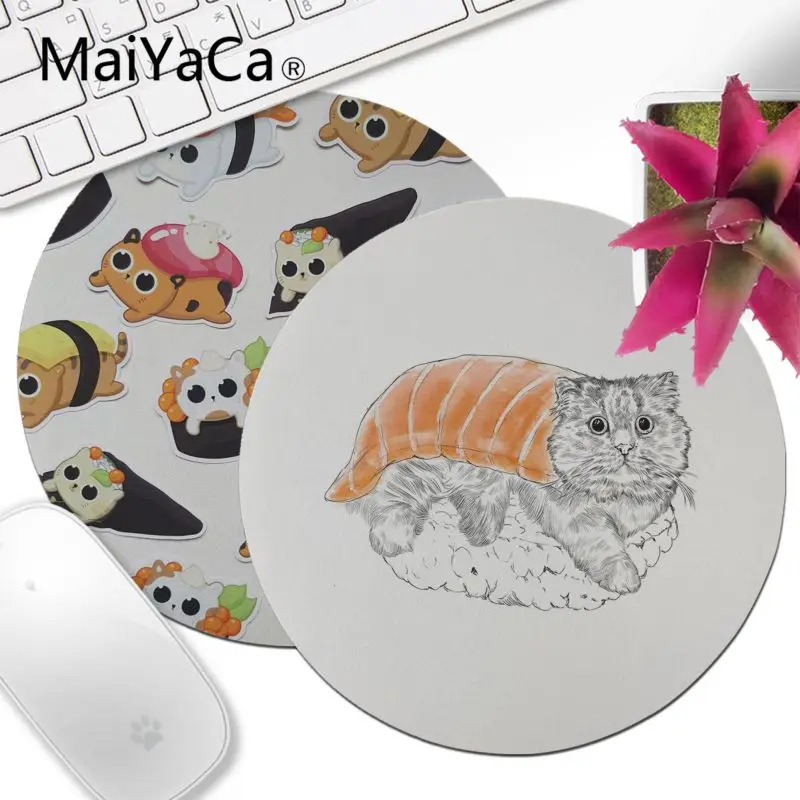 

MaiYaCa Sushi Persian Cat High Speed New Lockedge Mousepad 20x20cm 22x22cm diameter round mouse pad