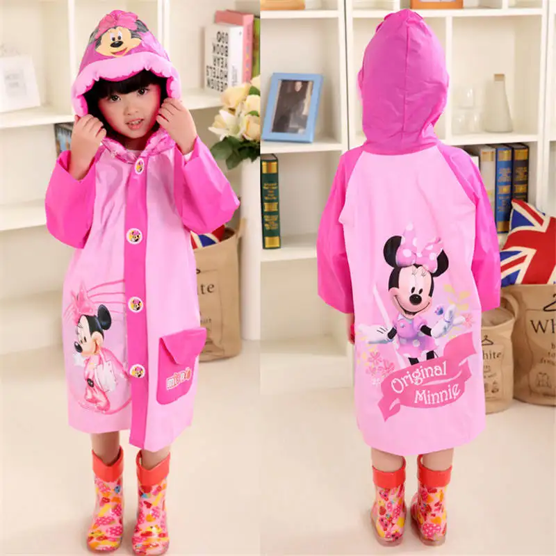 

Disney Raincoat outdoor Inflatable cap children Girls Cartoon frozen mickey rain Rainproof Poncho Boys child riding Rainsuit