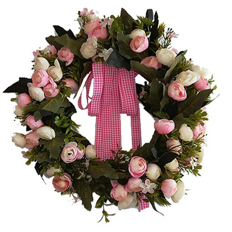 

Diy Artificial Rose Flower Wreath Party Garland Hanging Wall Prop For Woman Flower Wreath Handmade Home Wall Wedding Decoratio