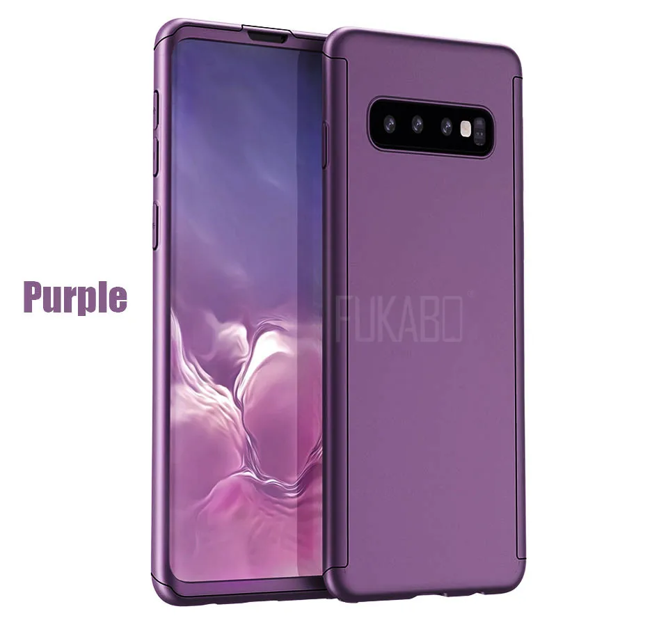 360 градусов чехол для телефона для samsung Galaxy A50 S10 S9 S8 плюс A7 Note 9 8 A9 A8 A5 Защитная крышка для J4 J5 J6 J7 M20 чехол - Цвет: Purple