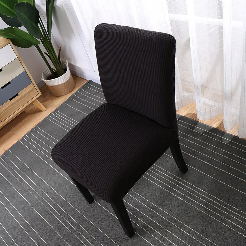 2 размера чехлы на кресла стрейч одноцветные чехлы на стулья для обеденного стула съемный чехол для кухонного офисного сиденья Чехол для стула - Цвет: black(s)