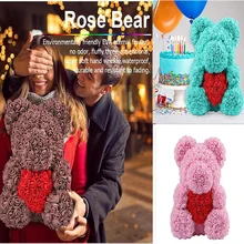 Искусственные цветы розы Медведь многоцветная пена Роза плюшевый медведь коробка для хранения девушка романтические валентинки лучший подарок вечерние Декор