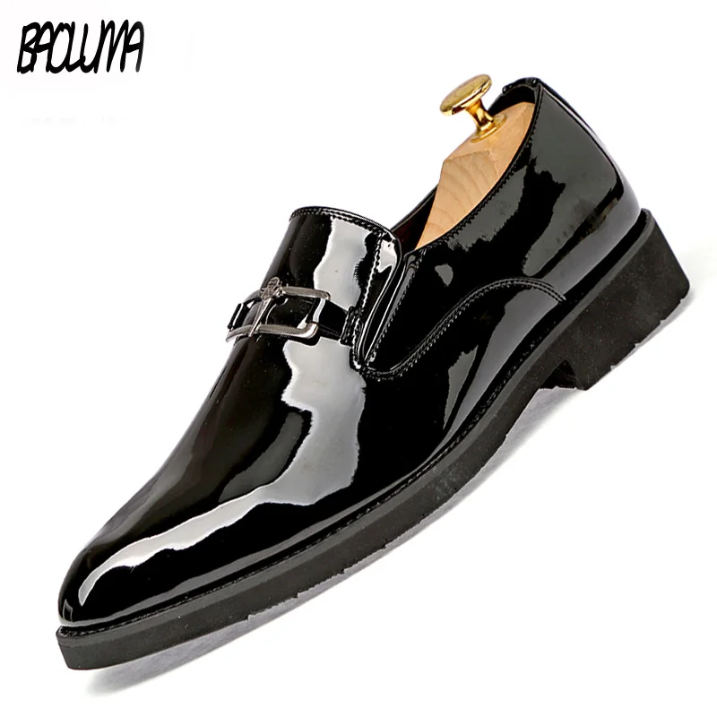 

New Men Dress Shoes Loafers Shadow Patent Luxury Fashion Wedding Shoes Brand Men Italian Style Oxford Shoes Moccasins