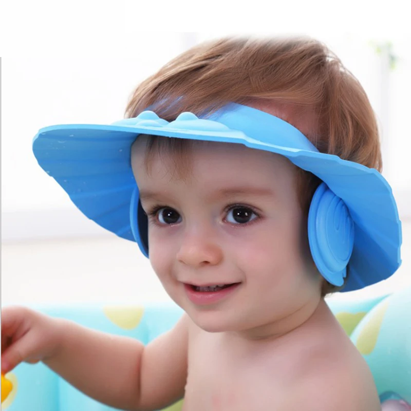 Cute Adjustable Baby Shower Cap EVA Soft Protect Children ...