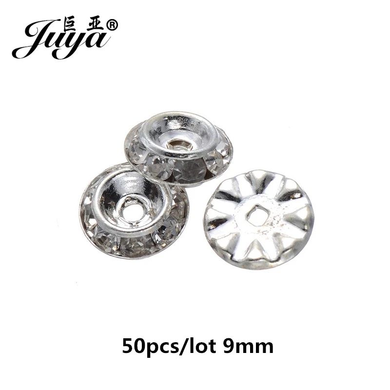 Бусины-разделители со стразами для изготовления ювелирных изделий «сделай сам», подвески, браслеты, фурнитура для ювелирных изделий, аксессуары для рукоделия, 50 шт./упаковка