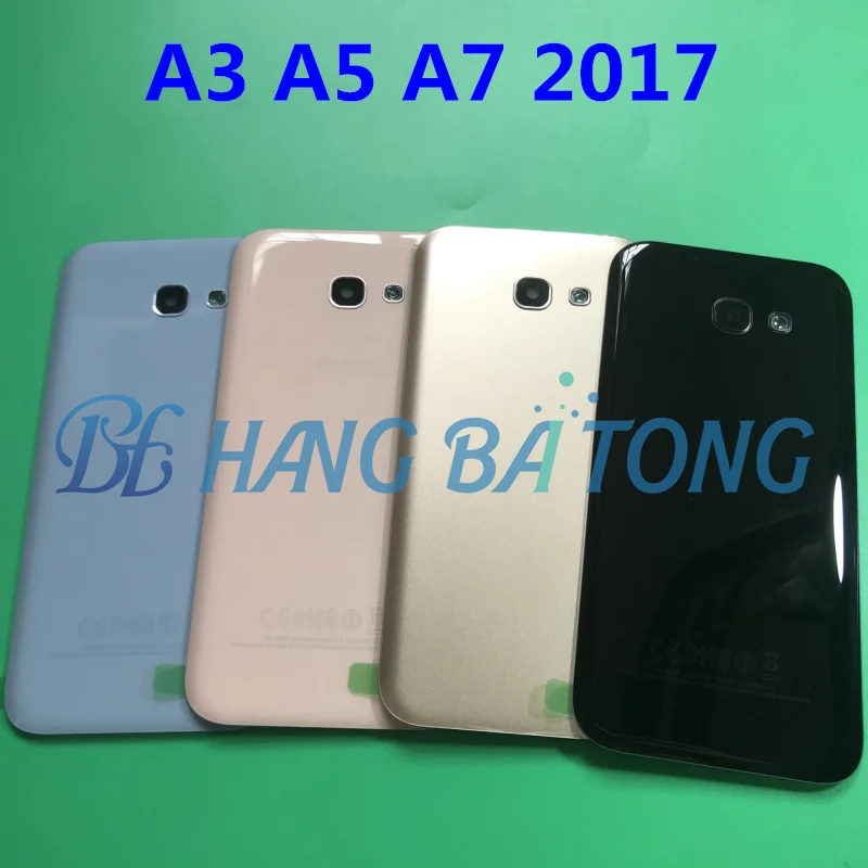

For Samsung Galaxy A5 A520F A7 A720F A3 A320F 2017 Rear Cover Back glass Housing Case Battery Door Replacement + Camera Frame