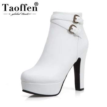 

TAOFFEN 5 Colors Sexy Plus Size 34-50 Woman Ankle Boots Fashion Sexy Platform Super High Heels Short Boots Daily Female Footwear
