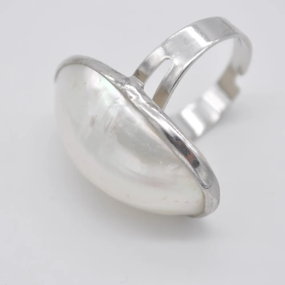 Натуральная белая жемчужная раковина палец кольцо ювелирные изделия для женщин подарок X066
