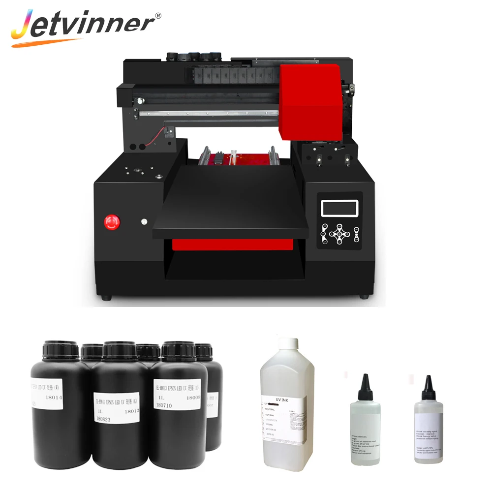 

Jetvinner Automatic A3 Size UV Flatbed Printer 12-Color Inkjet Printers with Double Print Head with Varnish Effect with UV Ink