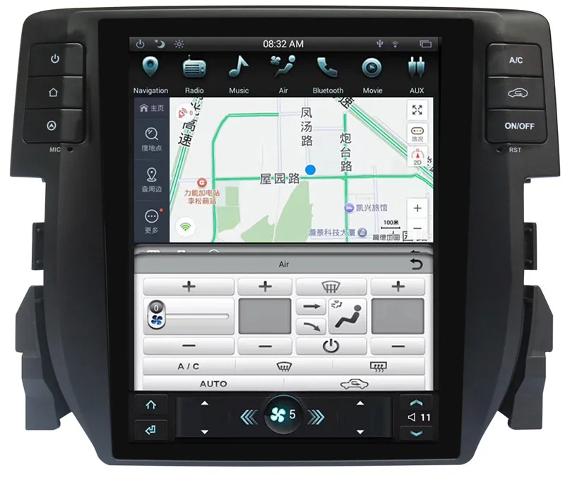 Sale Tesla Vertical Screen Android system Car Radio DVD GPS Navigation for Honda Civic 2016 2017 2018 Support 3/4G Network map 4
