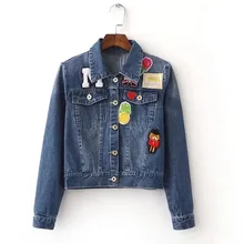 Повседневная тонкая джинсовая куртка для женщин, Дизайнерские Пальто с заплатками, Весенняя джинсовая куртка с длинным рукавом, Женская куртка cazadora vaquera mujer