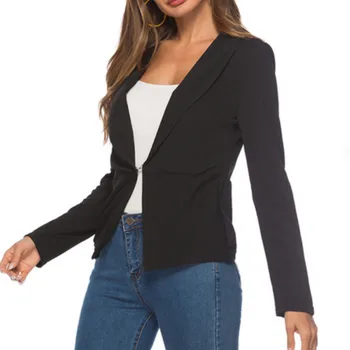 

Spring Autumn Blazer Women 2019 New Casual Green fruit collar is divided Suit ladies Jackets Elegant Long Sleeve Blazer Outerwea