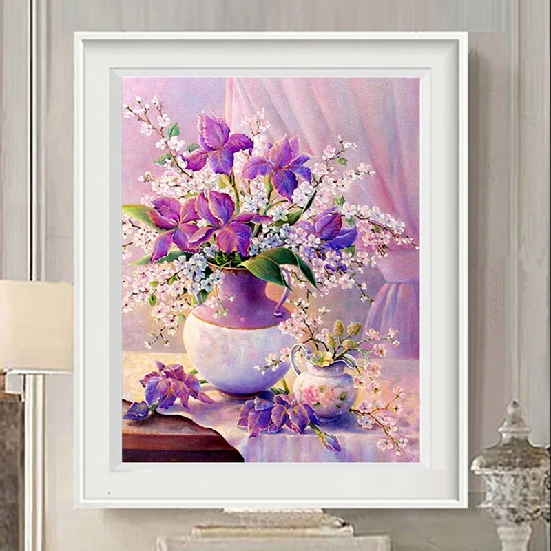 14/16/18/27/28 Needlework DIY Cross stitch Sets For Embroidery kits Purple Vase Flowers Floral Pattern Cross-Stitch painting | Дом и сад