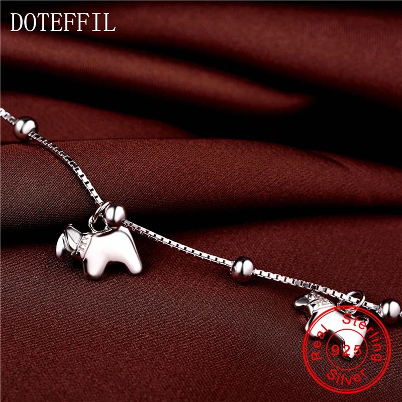 Женский браслет на ногу из серебра 100% пробы с подвеской в виде лошади|fashion anklet|silver