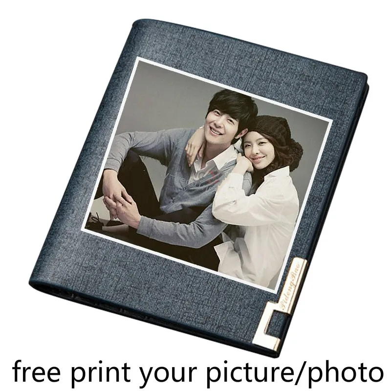 

Wallet short men's folder small horizontal and vertical retro multi-card personalized customized lettering photos print wallet