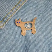Jisensp New Arrival Animal Metal Pins Fashion Lovely Cat Fish Costume Brooch Pin for Women Clothing Accessories Jewelry Broches