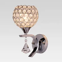 Современный Блестящий серебряный светодиодный настенный светильник с кристаллами диаметром 12 см железный и хрустальный настенный светильник с абажуром для спальни прикроватный светильник