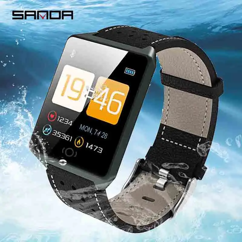 

SANDA waterproof Bluetooth smart men's watch pedometer fitness tracker call reminder smart ladies watch for IOS Android clock