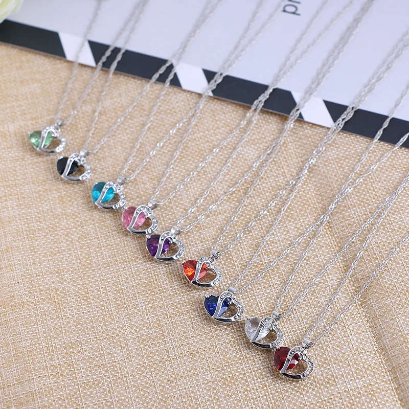 Мини ожерелье с подвеской в виде сердца, кристаллы из элементов SWAROVSKI, серебряное ожерелье с цепочкой, для женщин, детские ювелирные изделия