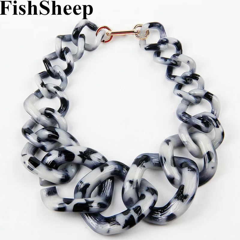 FishSheep Statement Big Choker Necklace For Women Vintage Acrylic