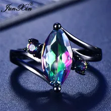 12 Color Unique Mystery Female Girls Rainbow Ring Fashion 14KT Black Gold Jewelry Bohemian Vintage Wedding Rings For Women elegant purple black gold filled cz ring gold colors flowers rings unique vintage party wedding for women christmas jewelry