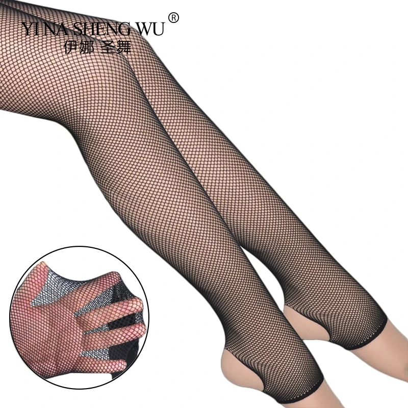 

Sexy Women Latin Dance Socks Mesh Trample Feet Socks Nightclub Bar Mesh Hollow-out Pantyhose Latin Dance Performance Socks Black