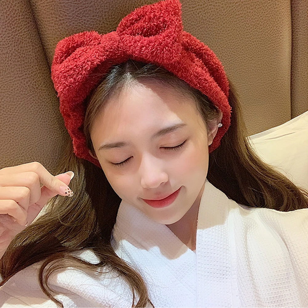 

2019 INS Solid Fashion Bowknot Coral Fleece Hairbands Cute Headband Women Girls Hair Bands Head Hoop Headwear Hair Accessories