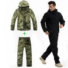 Outdoor Sport Softshell Jackets+Pants Men Camping Hunting Clothes Camouflage Military Tactical Sets Waterproof Hunting Suits man new winter waterproof fishing trousers tactical softshell hunting outdoor jackets set army suit military pants
