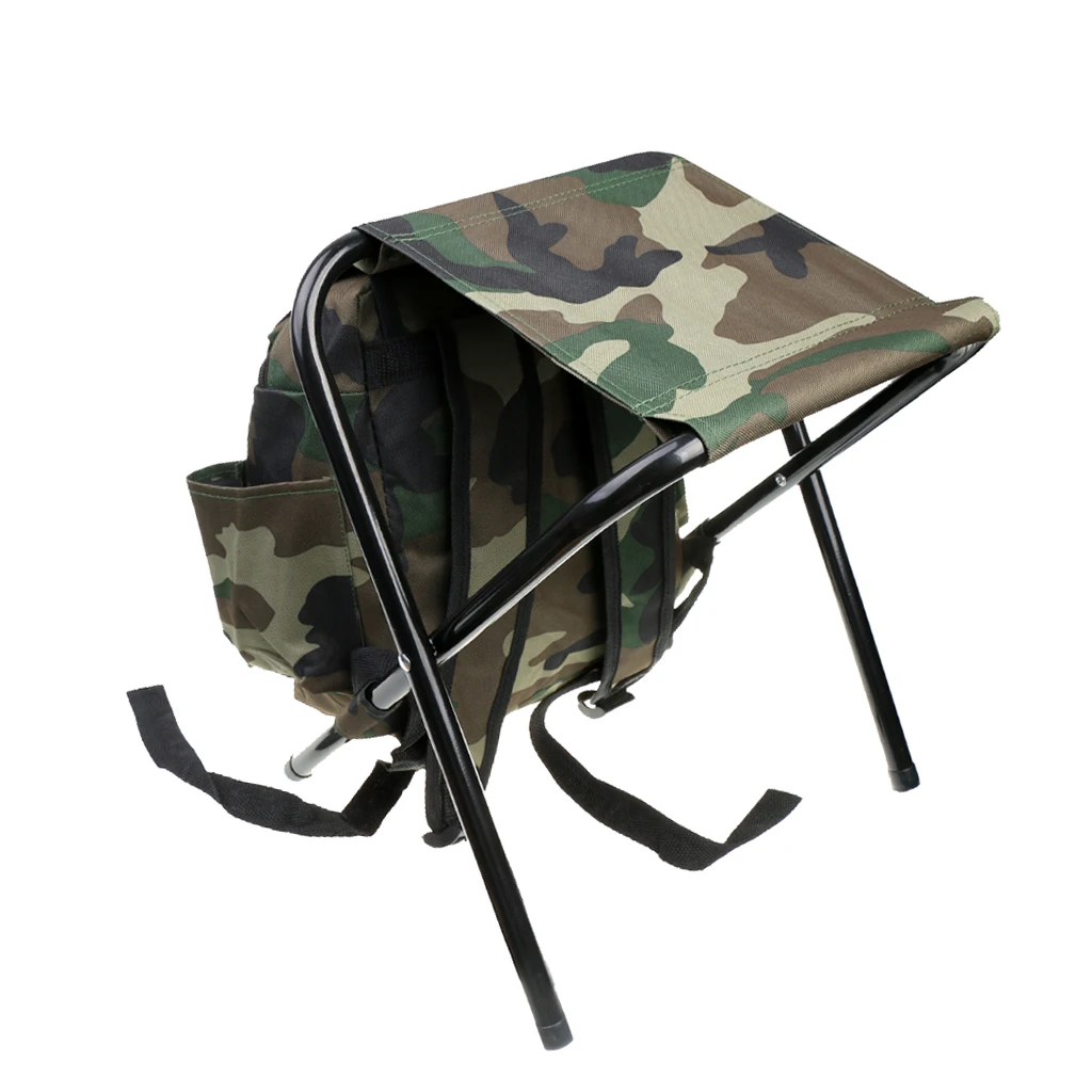 1PCS Hunting Fishing Tackle Oxford Backpack Bag Foldable Stool Seat Chair Camo for Hiking Travel Camping Equipment Accessories