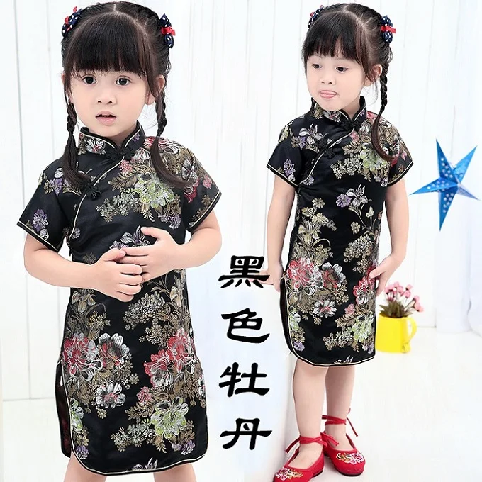 Летние платья, стильные китайские Чонсам для девочек, традиционное китайское платье для детей, костюм Тан, детские костюмы - Цвет: 5