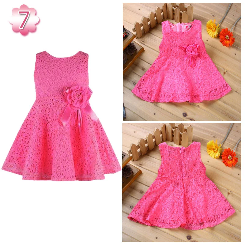 

Baby Girl Dresses New 2017 Lace Sleeveless 13 Color 1 Year Birthday Dress For Girls Christening Gowns Children's Clothes DRE008