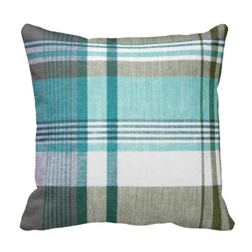 Humid Blue Green font b Tartan b font Plaid Pillow Case Size 20 by 20 Free