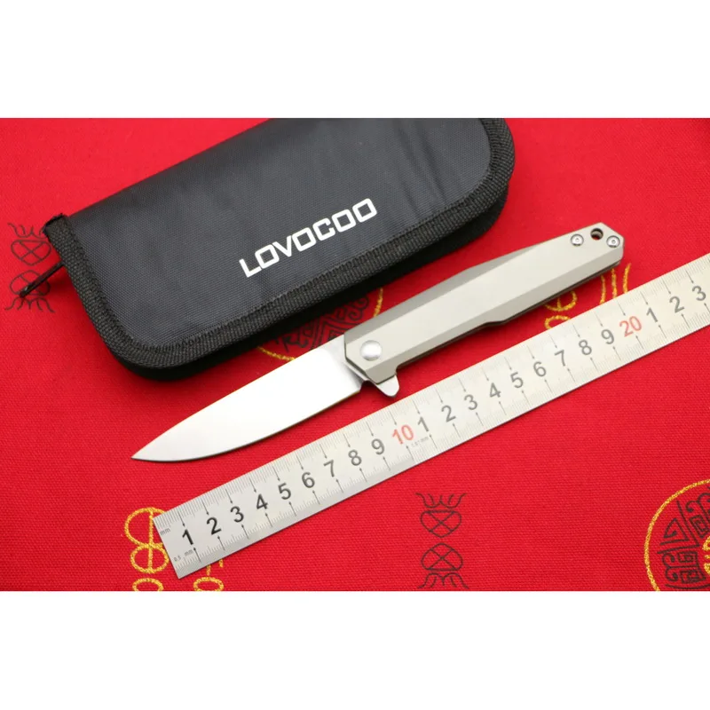 

LOVOCOO A07 9cr18mov blade titanium handle Flipper folding knife Outdoor camping hunting pocket Tactical fruit knives EDC tools
