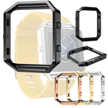 Noir/Argent/Rosegold/Or Couleur Acier Inoxydable Montre Remplacer Le Métal Cadre Connecter Cas Pour Fitbit Blaze FBBZSSCC