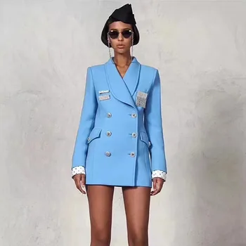 

2018 New Arrival Balck Blue Long Sleeve Button Women Dress Sexy Patchwork Mini Clubwear Summer Celebrity party Dresses Vestidos