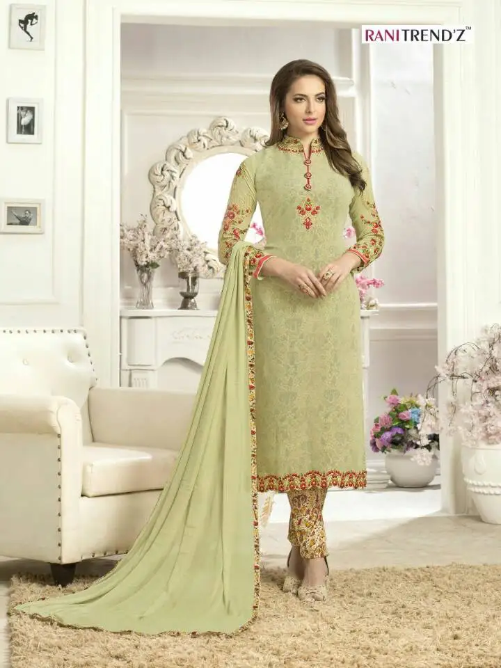 Ranitrend'z индийские Пакистан Для женщин чуридар, шальвар-камиз дизайнерское украшение в виде цветка из ткани платье с вышивкой комплект Болливуд в этническом стиле Вечерние платья